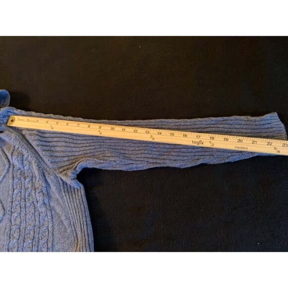 Cozy Croft & Barrow Size 1X Knit Sweater with Button Collar Cable Pattern Blue - Picture 10 of 12